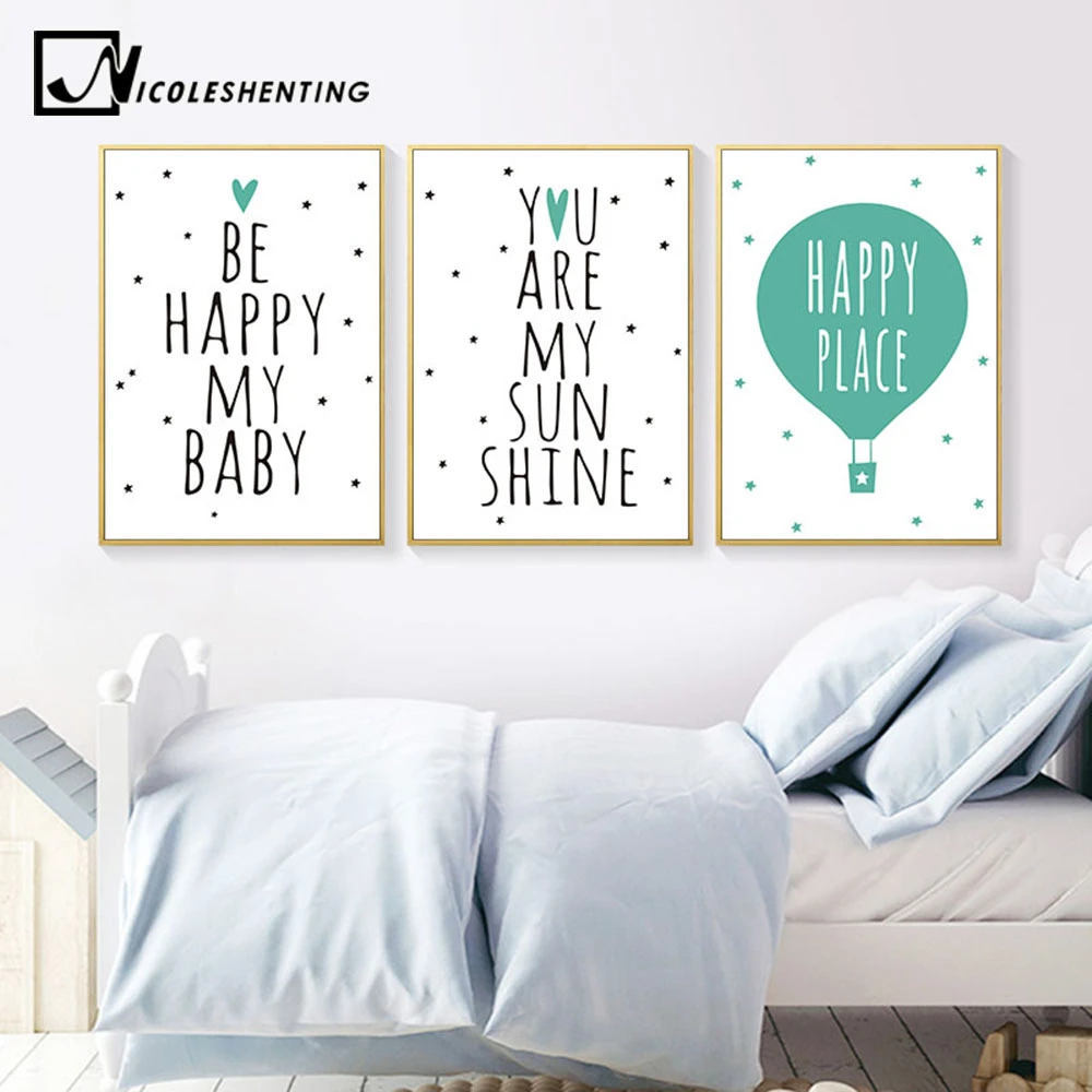 Affiche En Toile D Art Avec Citations De Ballons Peinture Minimaliste Imprimee Image De Dessin Anime Decoration Murale Pour Chambre De Bebe Et Enfants Aliexpress