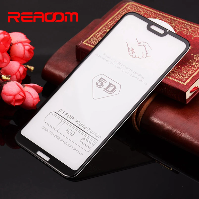

Reaoom 5D Tempered Glass for Huawei P20 Lite Full Cover Glass Protective Film Curved Screen Protector for Huawei P20 Lite Glass