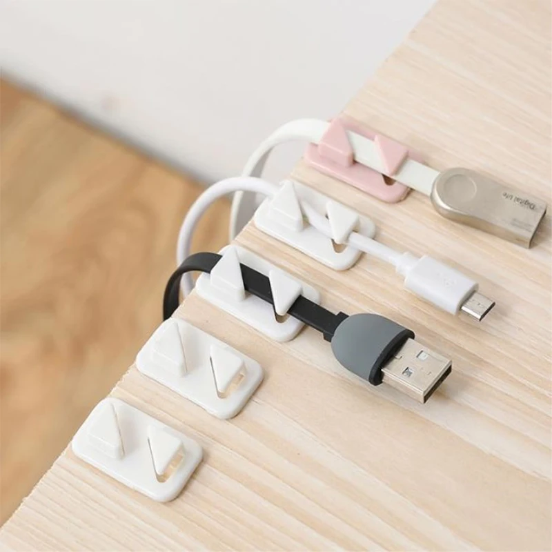 

12pcs/set Cute Tabletop Wire Earphone Sticker Mini Line Clamp Protector Wire Cord Desktop Home Office Organizer USB Random Color
