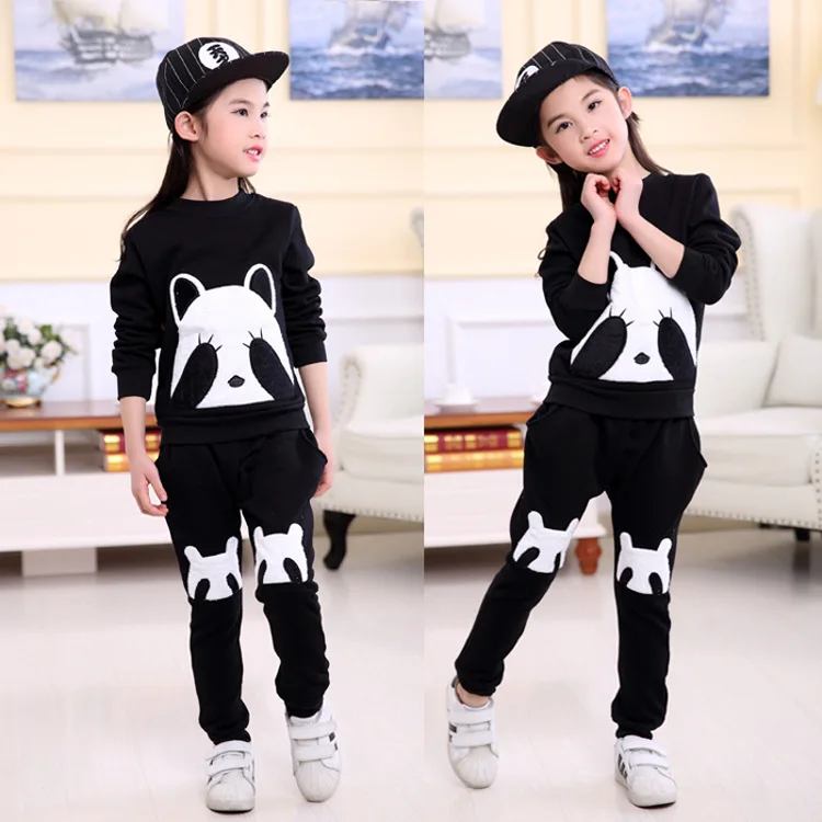 

2018 winter thickening clothes Sets tracksuit for girls 3D bear Not down cashmere kids cute suits baby sweatshirt+pants clothing