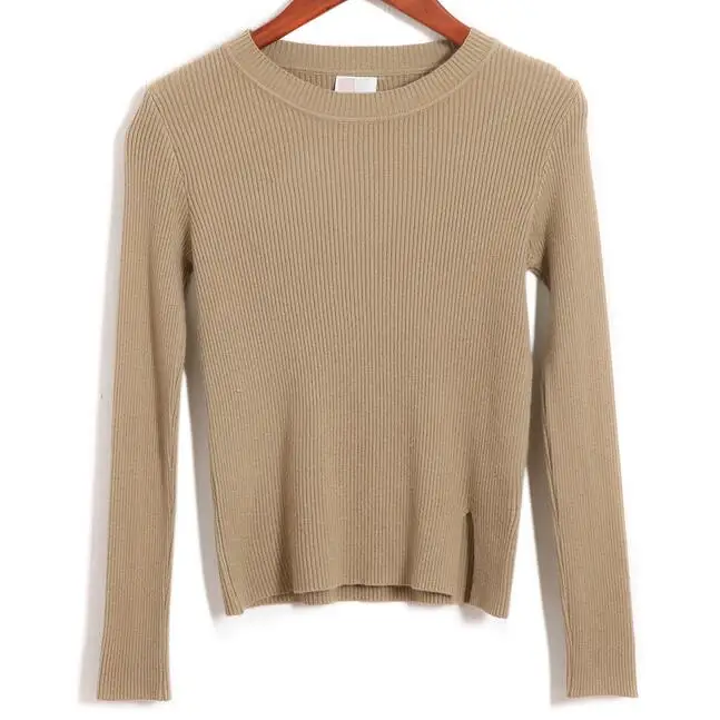 New 2016 Autumn Fashion Slim Fit Thin Short Sweaters And Pullovers Women European Style Side Slit Knit Jersey Jumpers | Женская одежда