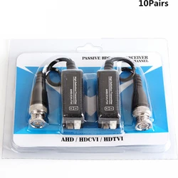Balun vidéo CCTV 1080P, 10 paires, AHD HDCVI HDTVI, connecteur BNC, coaxial, émetteur récepteur passif pour caméras de vidéosurveillance 