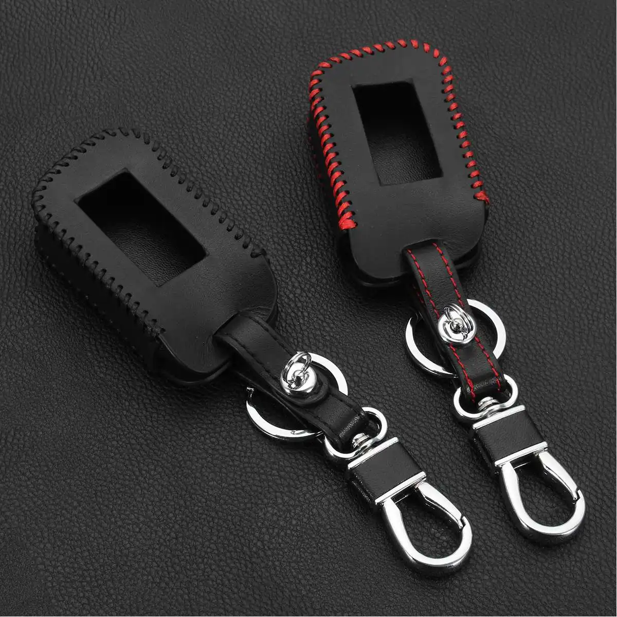 

Leather Key Case Cover with Keychain Protector For Starline A93 A63 Car LCD Alarm Remote Controller