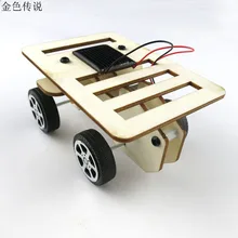 F17931 New arrival Self assembly DIY Mini Wooden Car Model Solar Powered Kit 4WD Smart Robot
