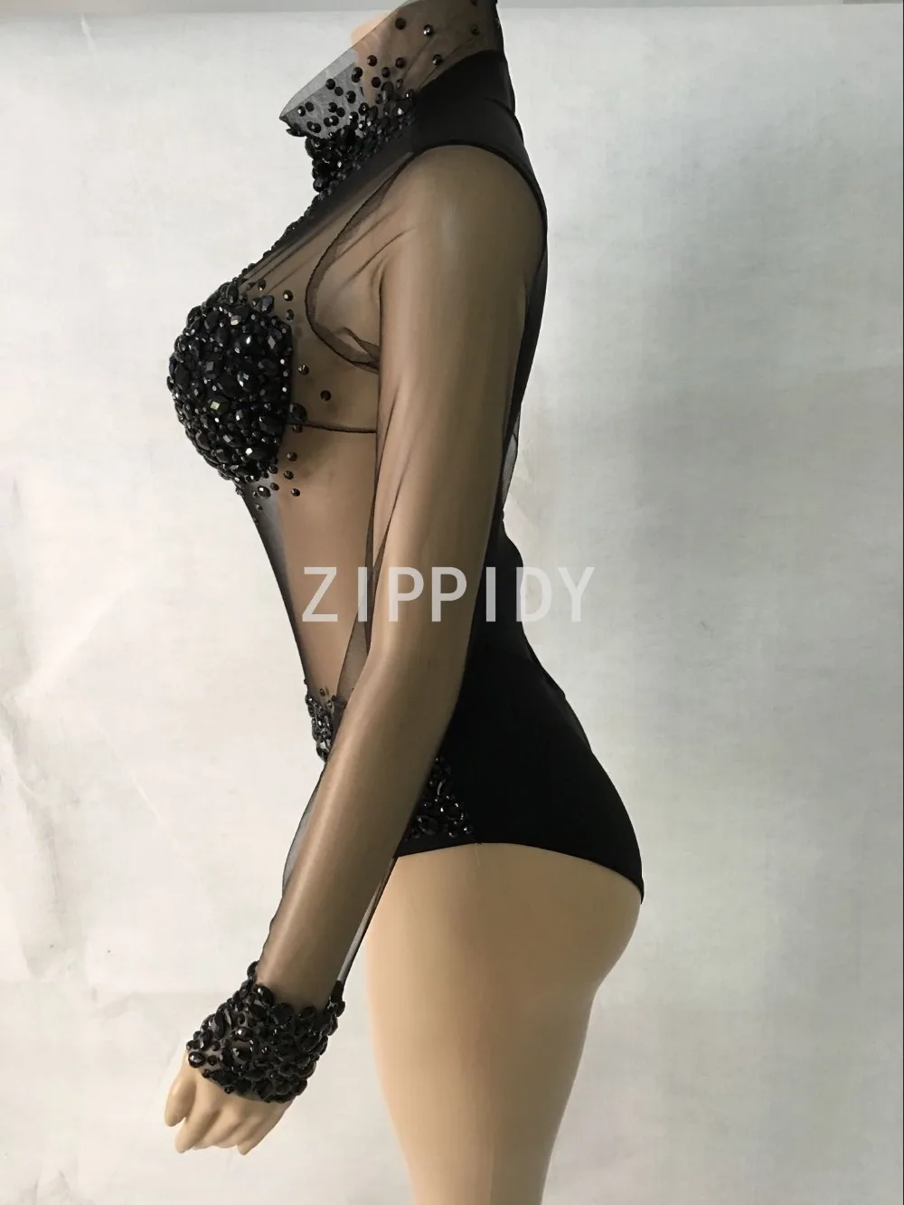 Sexy AB Rhinestones Mesh Bodysuit Birthday Celebrate Wear Female Singer Show Bodysuit Evening Prom Party Stage Wear corset bodysuit