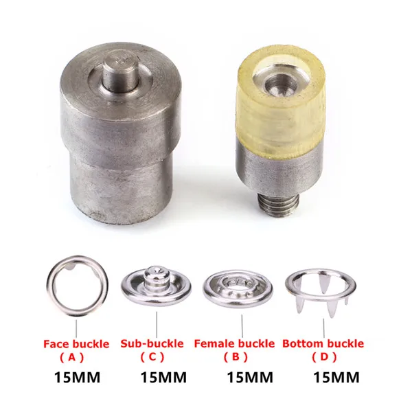 Металлические оснастки. 9 мм 10 мм 15 мм картины защелки зубец Snaps. Комплект для установки прессформы. детская одежда пряжки использовать инструменты - Цвет: 15mm