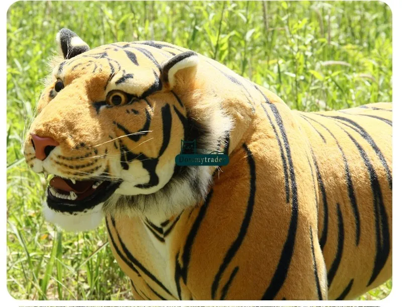 Dorimytrader 110cm Huge Simulated Forest Animal Tiger Plush Toy 43'' Large Stuffed Simulated Tiger Doll Great House Decoration DY60728 (11)