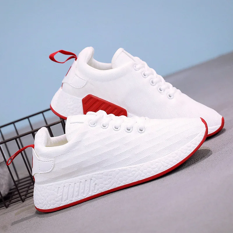 

New platform breathable spring ladies sneakers lightweight shock absorption casual flat shoes black mesh shoes women