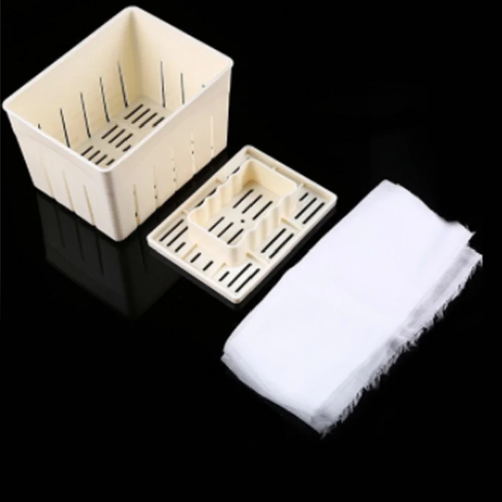 

DIY Plastic Tofu Press Mould Soybean Curd Tofu Making Mold with Cheese Cloth Kitchen Cooking Tool Set Homemade Tofu Mold