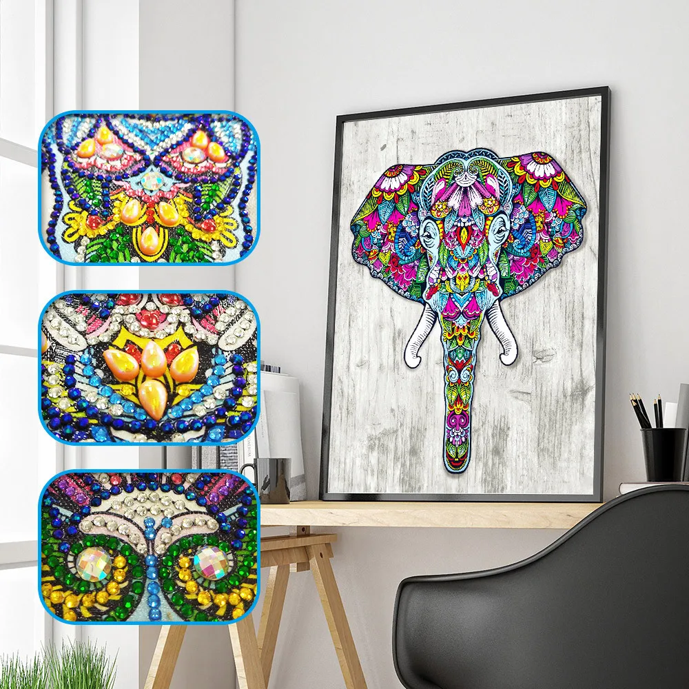 

Elephant 5D DIY Diamond Painting Special Shaped Drill Diamond Embroidery Christmas Picture Accessories Decor