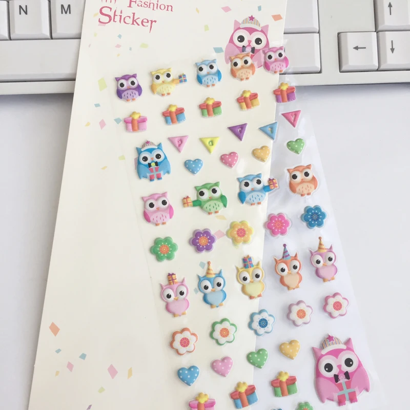 

1 Sheet Kawaii Owl Rabbit Penguin Elephant Bubble Adhesive DIY Sticker Notebook Album Decoration Stickers Label Sticker
