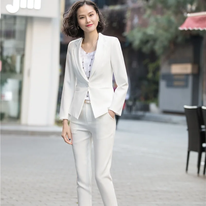 Di Formale Signore Giubbotti Tailleur Set Pantalone Pantaloni Giacche Rosa Pink Con Elegante Uniformi Size Plus Donne Abiti white Usura Per Le Lavoro Ufficio black Del E Delle 7TITrwdxq