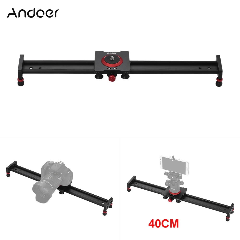 Andoer 30/40/50 см Алюминий сплав Камера глайдтрек стабилизатор видео рельс для DSLR Камера видеокамера пленка для фотовспышки - Цвет: 40cm
