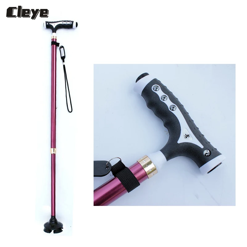 

Cleye High Quality Old Man Trekking Cane Multi-Function Magnetic Therapy Light Sturdy Four Legged Scandinavian Stick For Seniors