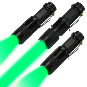 

(3pcs/ lot) Green Light LED Flashlight 3 Mode LED Lamp mini Zoomable AA 14500 Flashlight Torch Green LED Flahlight Torchlight