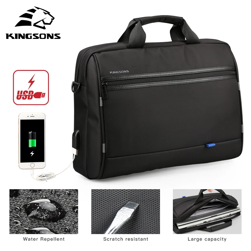

Kingsons Handbag Men In Men's Crossbody Bags Nylon Casual Shoulder Messenger Bag 15.6 Inches Black WomenTote Bags
