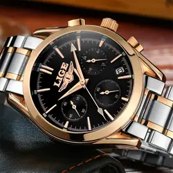 LIGE Новинка 2017 года Топ люксовых брендов Мужская Мода Бизнес часы Спорт часы водонепроницаемые человек часы Кварцевые reloj hombre