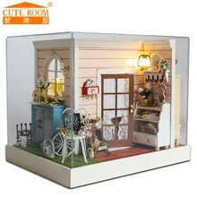 Новинка бросился домашнего украшения для творчества деревянный кукольный дом дома миниатюрная кукольная мебель комплект номер светодиодные фонари подарок Z01