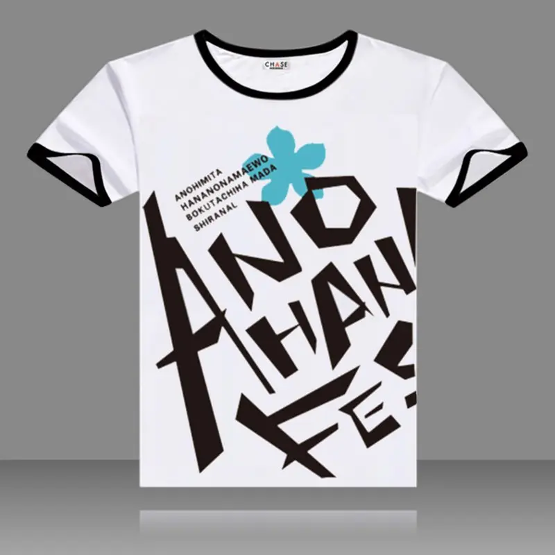 T-shirts Anohana Cosplay Black O-Neck Short Sleeve Costumes Honma Meiko Print Shirts Yadomi Jinta Tops Summer Tees | Тематическая