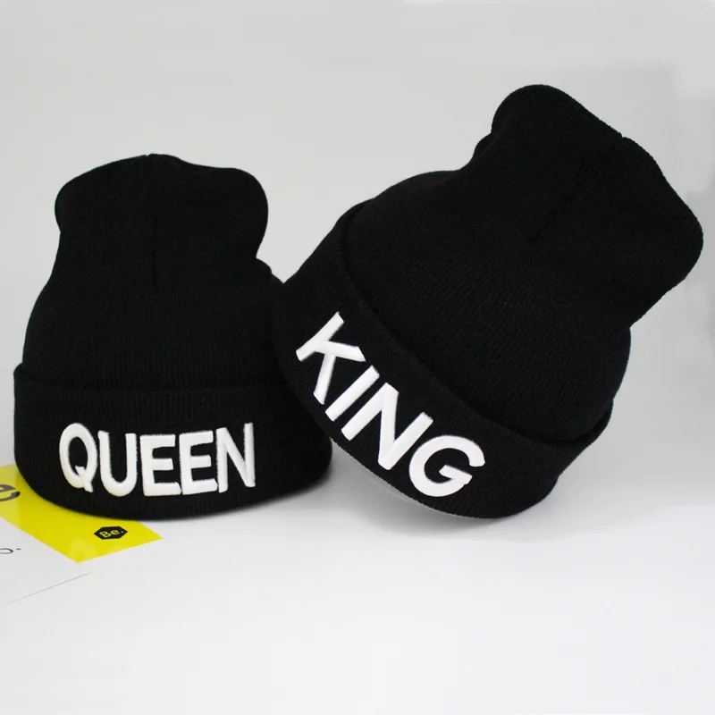 Новое поступление бренд вышивка KING QUEEN Beanie Теплые зимние шапки шапка для женщин и мужчин шапка трикотажная шапка хип хоп пара шапка подарки