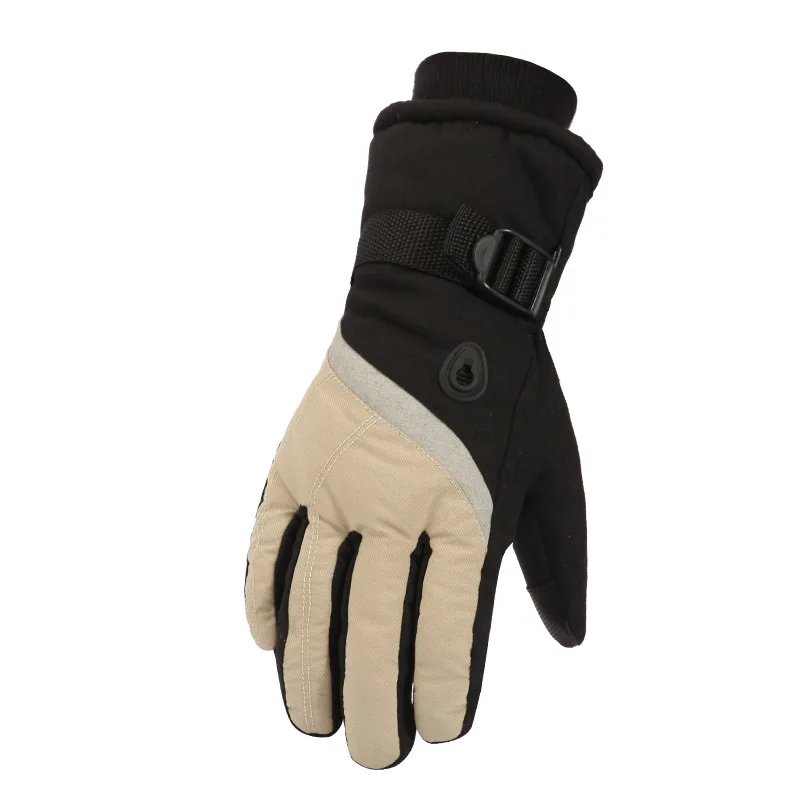 Зимние уличные лыжные перчатки для мужчин и женщин, утолщенные термальные перчатки для сноуборда, теплые перчатки для катания на байдарках eldiveni, лыжные перчатки для катания на сноуборде и велоспорта - Цвет: Light Brown