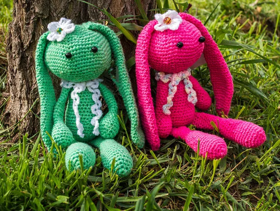 Вязания крючком амигуруми Кролик Банни Детские игрушки куклы погремушки