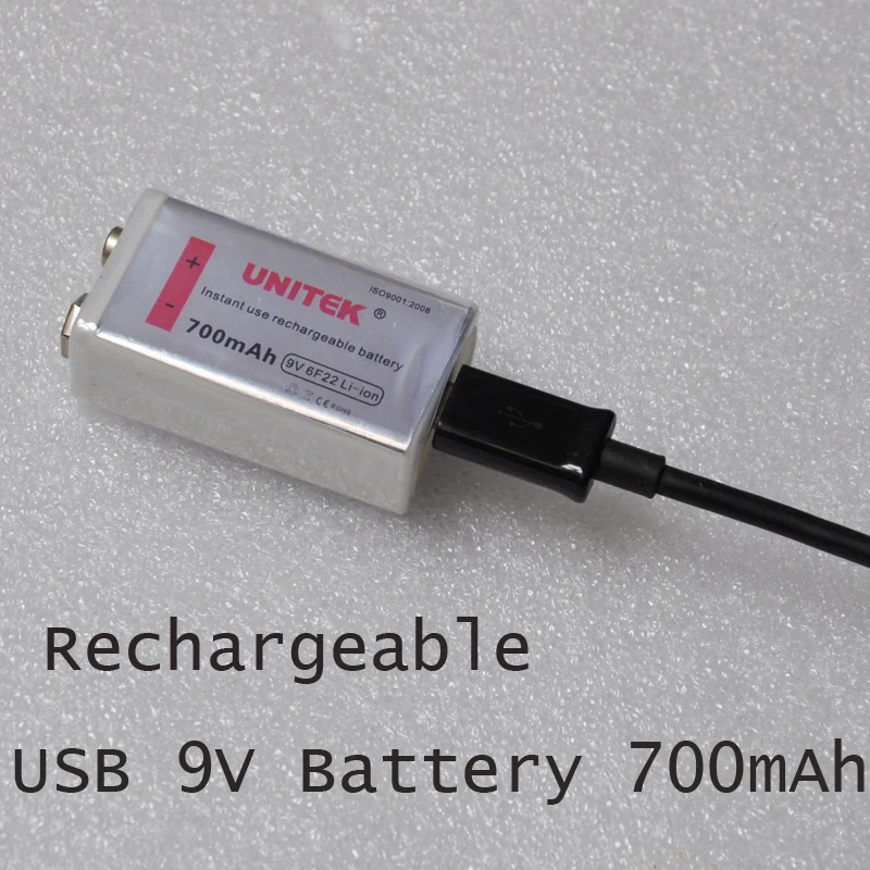 Новый литий ионный аккумулятор UNITEK 6F22 USB 9 в 700 мАч для беспроводного микрофона