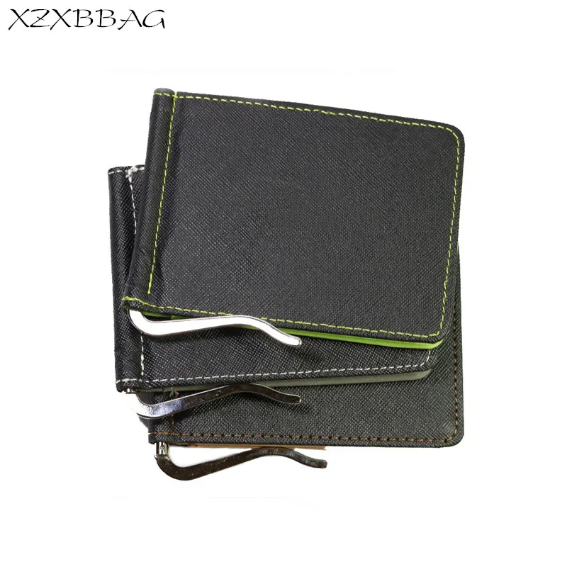 

XZXBBAG Brand Men Short Wallets PU Leather Sollid Thin Purse Male Business Vintage Money Clips Cash Dollars Clip Clutch Wallet