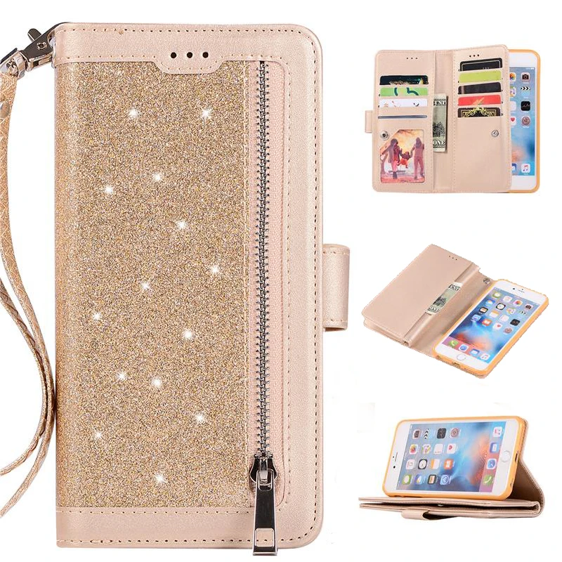 

Glitter Flip Wallet Case For iPhone X XR XS Max 8 7 Leather Card Holder Stand Back Cover for iPhone 8 7 6 6S Plus Fundas Coque