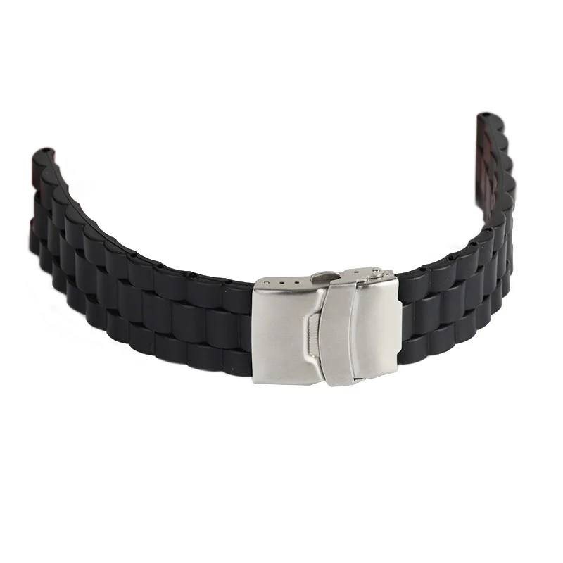 Shellhard 3Styles Sports Watch Band Waterproof Plastic Watch Band 20mm 22mm 24mm Black Watch Strap Deployment Buckle Bracelet