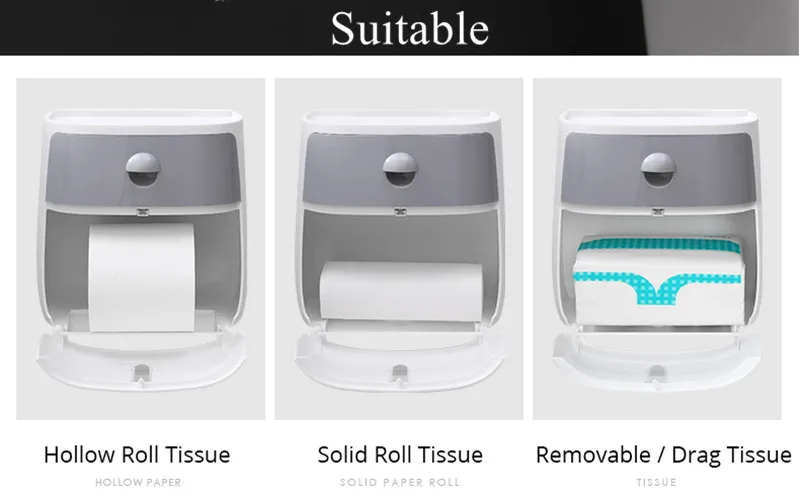 Водонепроницаемый пластиковый держатель для туалетной бумаги для ванной комнаты, настенный бумажный ящик для хранения, двухслойный диспенсер