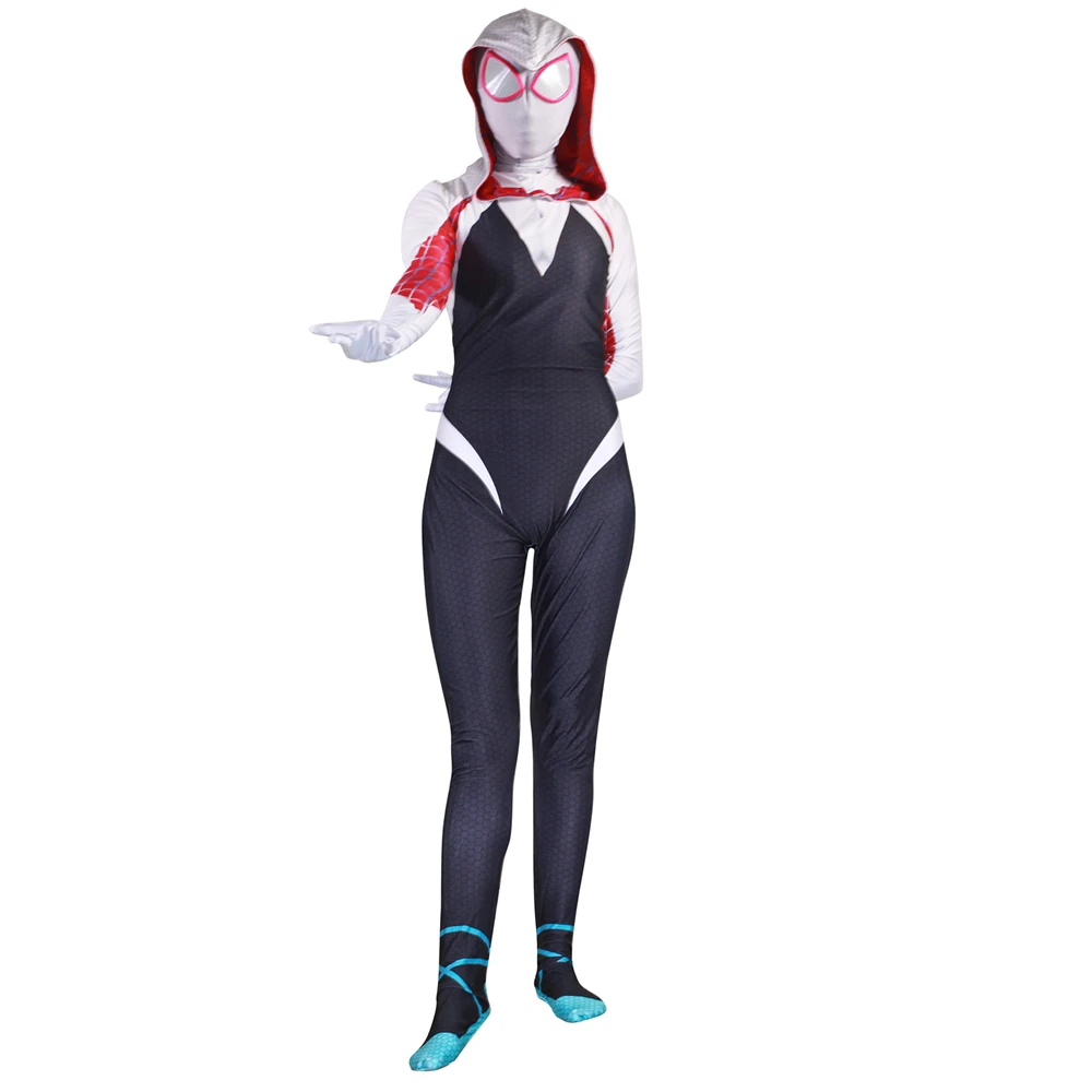 Новый 3D Для женщин Гвен Стейси Косплэй костюм супергерой Zentai Боди Комбинезоны