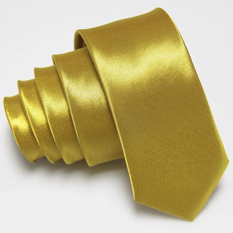 Мужской тонкий галстук, Одноцветный галстук, узкий галстук из полиэстера, ширина 5 см, 35 цветов, королевский синий, золотой, вечерние, формальные, модные галстуки - Цвет: Amber