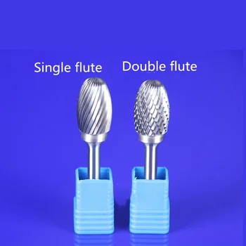 

1PCS Premium Carbide Front-end Single / Double Flute Cut Rotary Burr File 1/4" 6mm SHK 6-16mm Head Torch Cylinder Flame