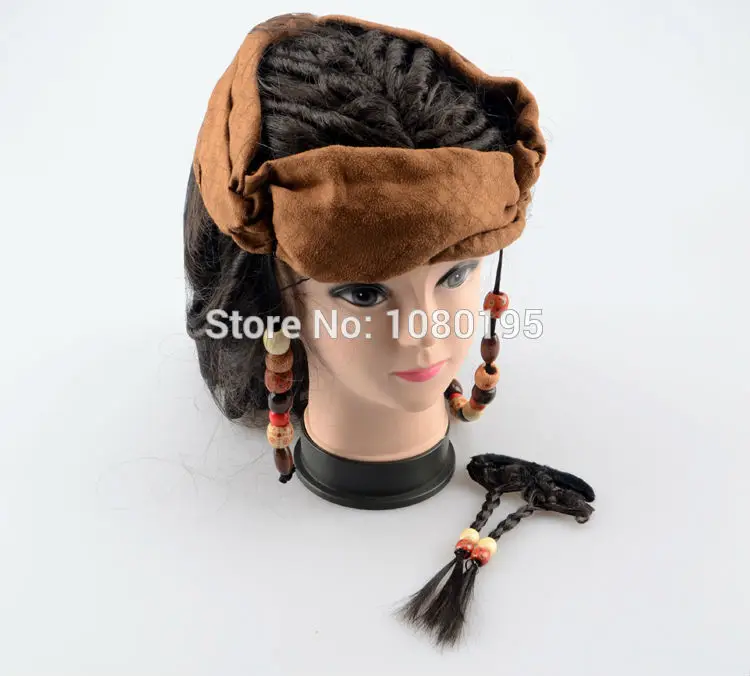 

Pirates Caribbean Jack Sparrow Costume Accessories Wigs Beards Sets NL1281