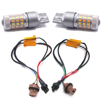 

2pcs 7443 2835 Car LED Bulbs Turn Signal light Switchback White/Amber Error-Free Turn Signal Bulbs