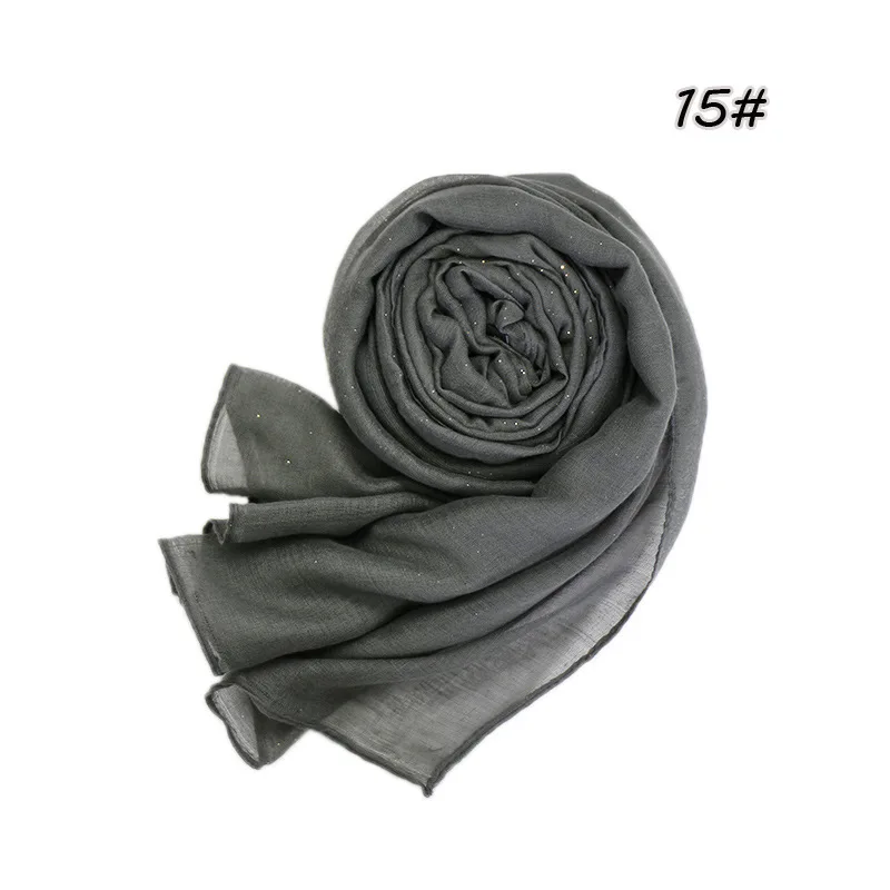 90*180cm fashion muslim women cotton hijab scarf glitter foulard femme musulman shawls islamic headscarf malaysia hijab - Цвет: 15