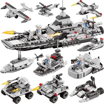 

472pcs 6 in 1 Police Truck Building Blocks Sets Ship Helicopter Vehicle for Children Gift