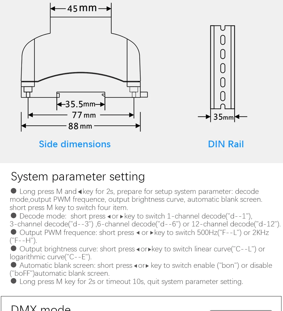 Din-рейка монтируется постоянное напряжение 12 каналов CV DMX512 декодер; DC5-24V вход; 5A* 12CH выход с дисплеем для Настройка адреса DMX