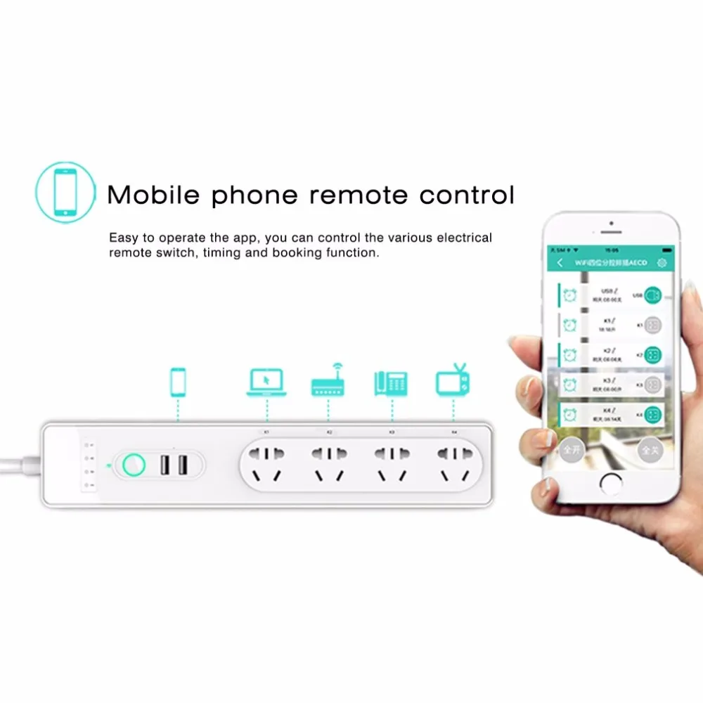 Wi-Fi интеллектуальное приложение розетка с дистанционным управлением AU Plug Alexa Голосовое управление переключатель синхронизации умная отдельная розетка управления