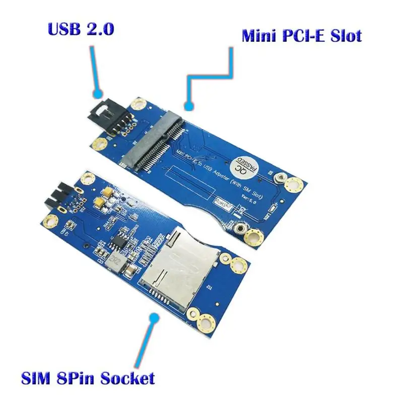 ALLOYSEED Mini PCI E 4 Pin Wireless to USB with SIM Card Slot WWAN LTE