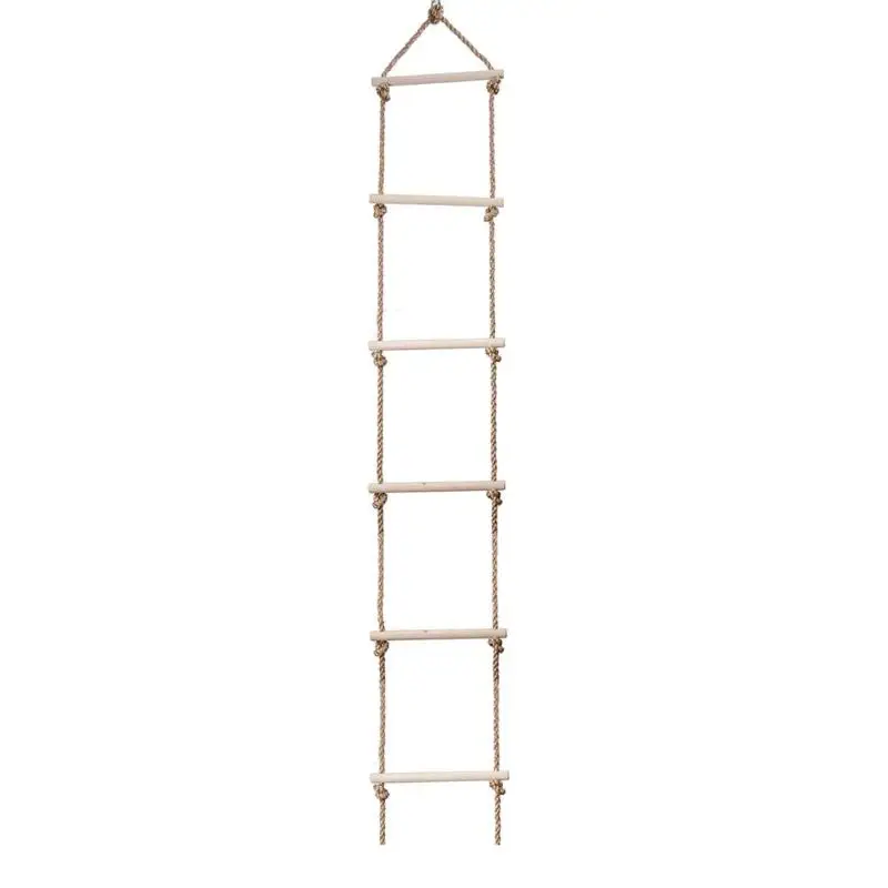Детская деревянная веревочная лестница для скалолазания, Детская безопасная веревочка для скалолазания, качели для родителей и детей, Спортивная интерактивная игрушка для игр на открытом воздухе - Цвет: 6 rungs ladders