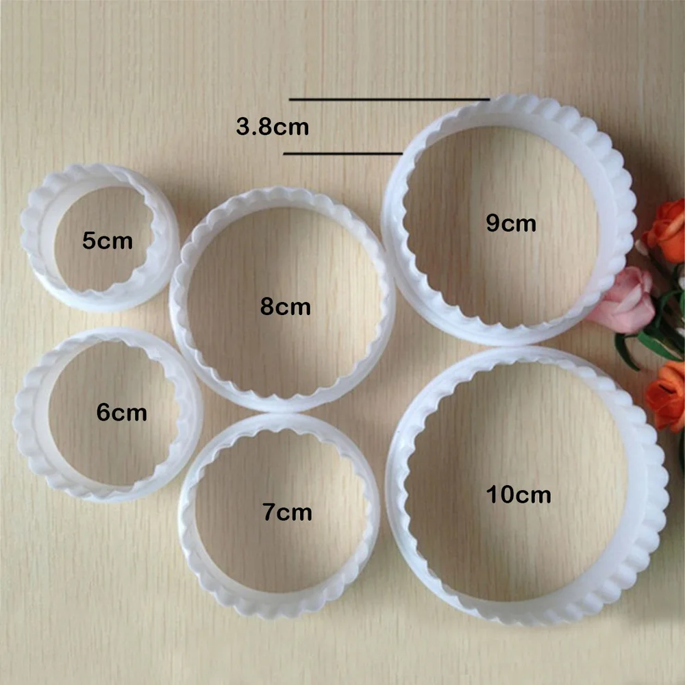 

6Pcs/set Round Shape Sugarcraft Fondant Cake Decorating Cookies Cutter Paste Mold Tools CT044
