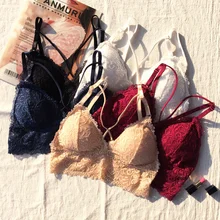 Сексуальное кружевное платье с открытой грудью протрите грудь без стального кольца Красивая спина мягкий бюстгальтер пуш-ап, нижнее белье с тонкими лямками короткая майка для женщин