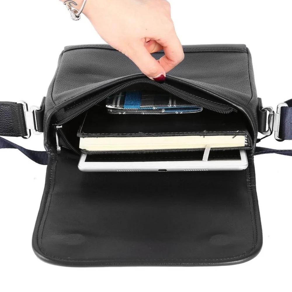 

Plover Unisex Business Bag Soft Cowhide Leather Zipper Crossbody Bag with Magnetic Buckle Cover & Adjustable Strap GD9866-1L