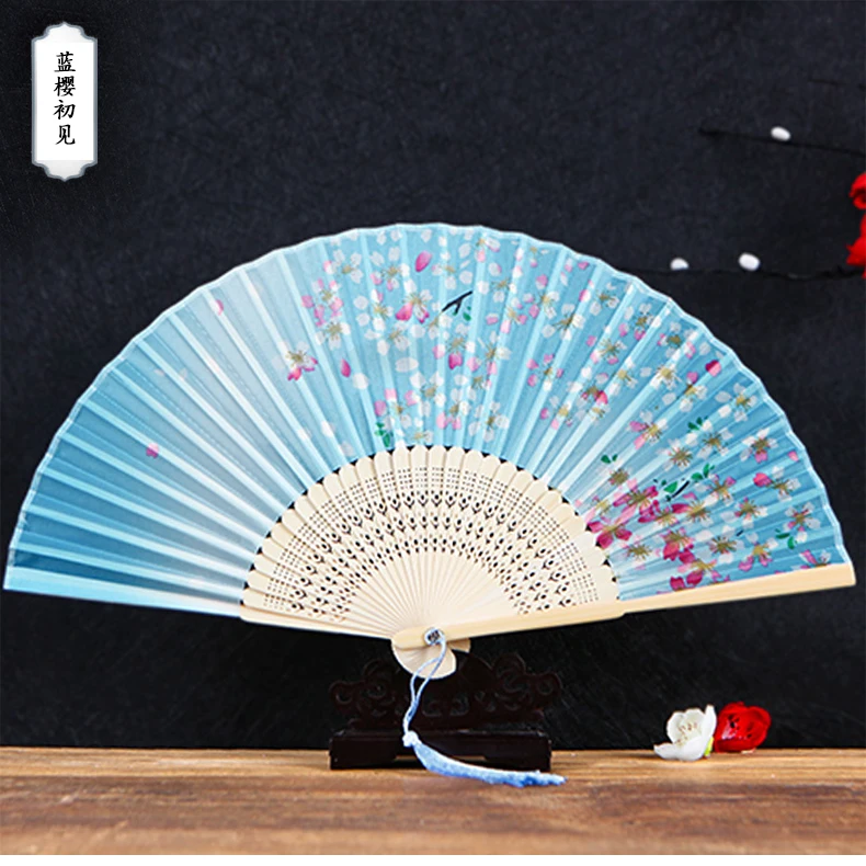 Японский складной веер китайский характерный Шелковый Вентилятор вишневый цвет и ветер ремесло древний складной маленький портативный вентилятор-4