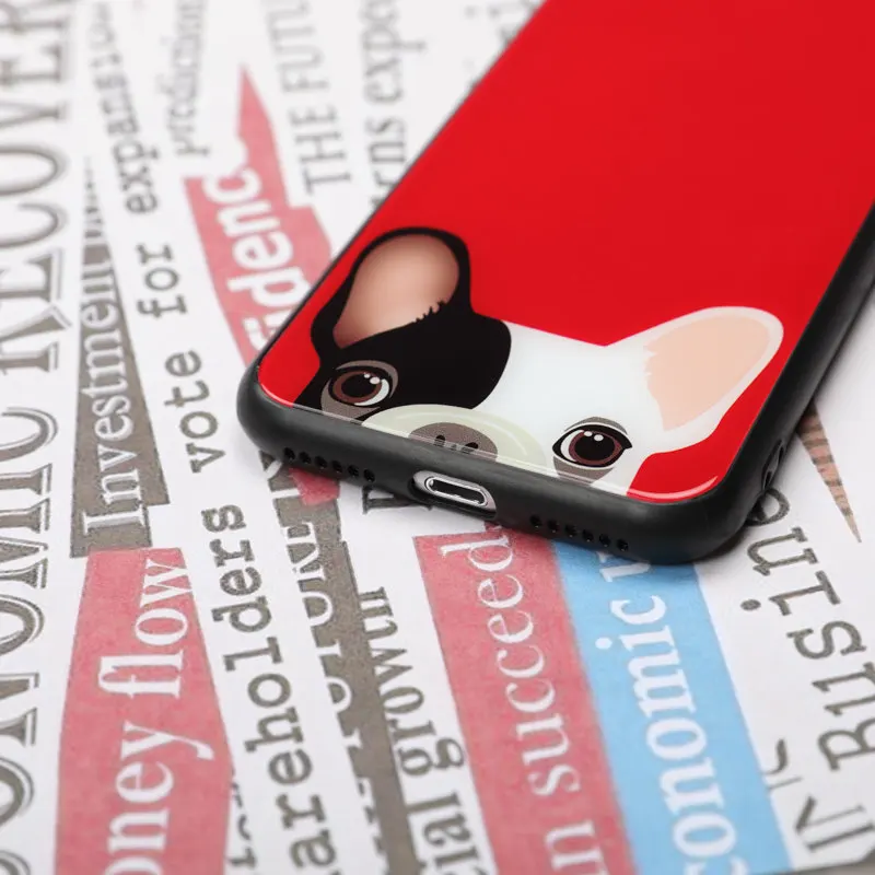 Fundas для iphone X 6 S 7 8 милая собака шаблон зеркало ПК + soft shell животного элемент сзади