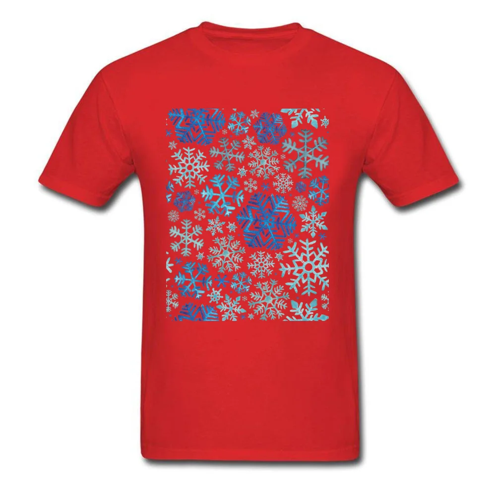 2018 Men Tshirts Crew Neck Short Sleeve Cotton Fabric Snowflakes Tops Shirt Summer T-Shirt Drop Shipping Snowflakes red