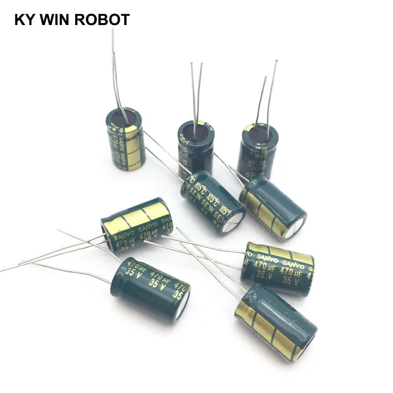 10 шт., электролитные конденсаторы, 470 мкФ 35V 10x16 мм 105C радиальные высокочастотный низкое сопротивление электролитический конденсатор с алюминиевой крышкой