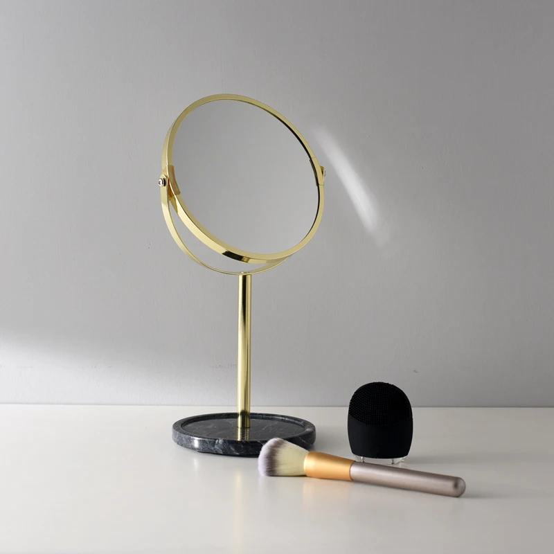 Nordic Style Natural Marble Vanity Mirror Desktop Metal Mirror Makeup Home Decoration Ornaments Decorative Mirrors Aliexpress
